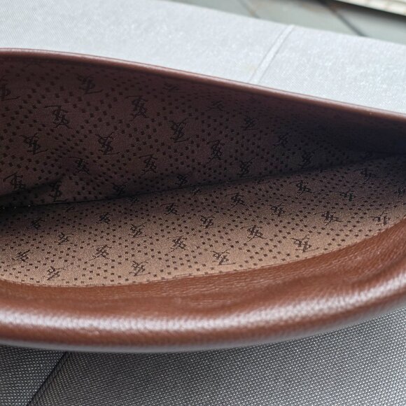 Yves Saint Laurent YSL Brown Wave Leather Clutch - Picture 8 of 13